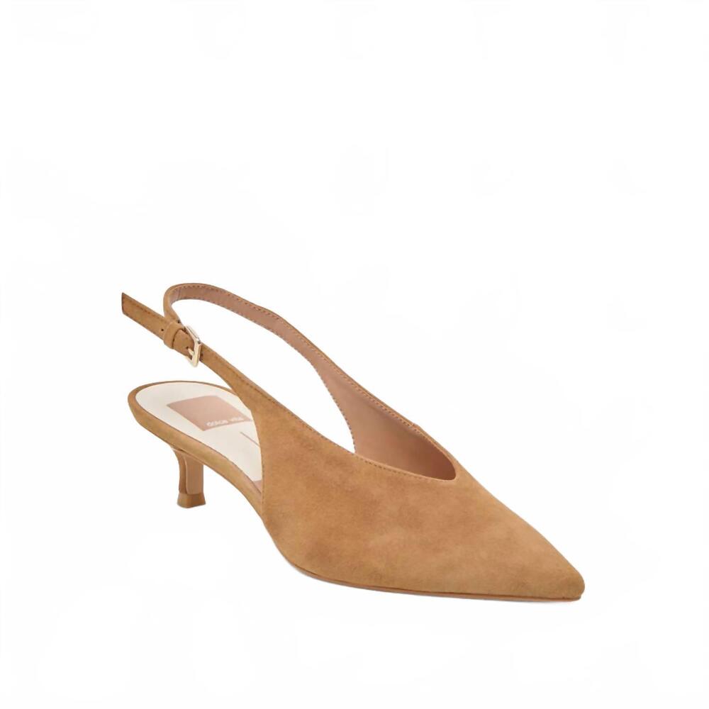 NEW DOLCE VITA women's alenna suede heels in light brown - Picture 3 of 7